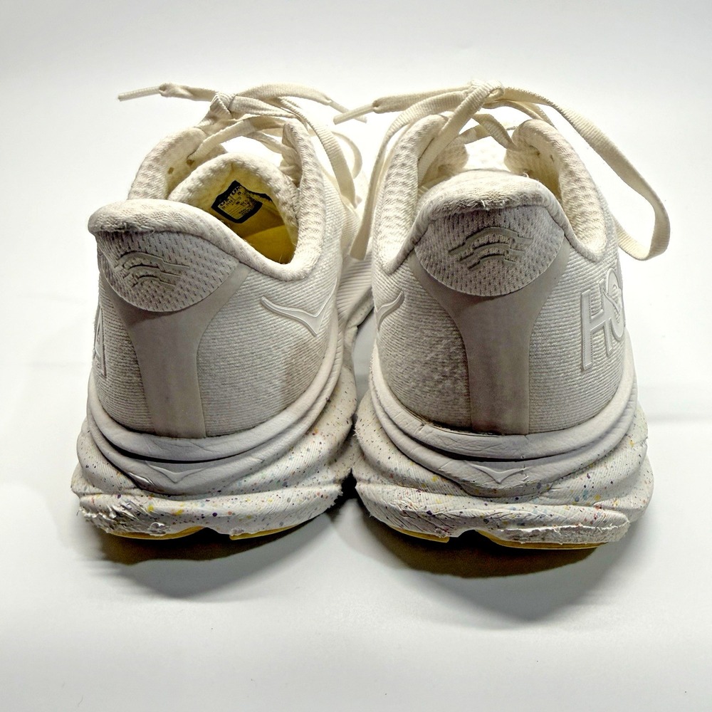 Hoka One One Clifton 9 Womens 9.5 B White Yellow Running Shoes Sneakers - Picture 9 of 16